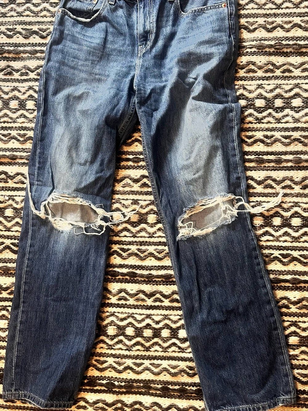 Levi's Distressed Dark Blue Ripped Knee Jeans